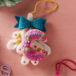 Anthropologie Ornament DECK THE HALLS Monogram LETTER C Holiday MISTLETOE NWT